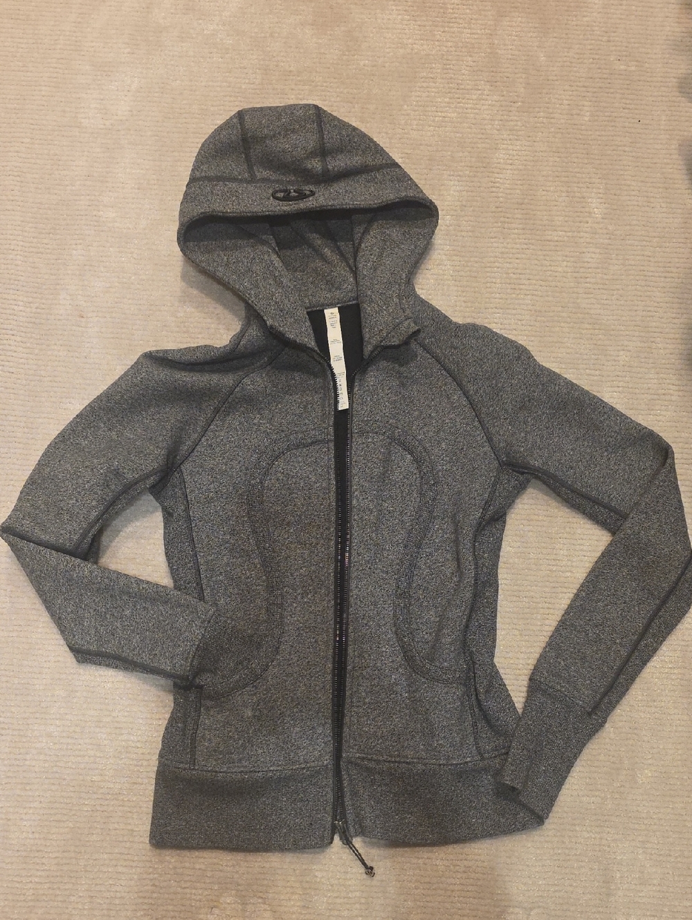 lululemon athletica Heather Gray Zip Up Hooded Sweatshirt